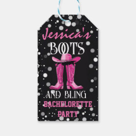 Rosa Boots och Bling Bachelorette Party Presentetikett