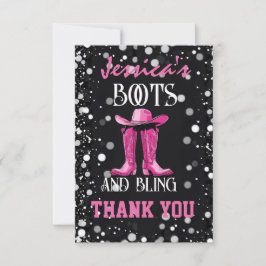 Rosa Boots och Bling Bachelorette Party Tack Kort