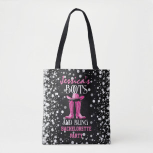 Rosa Boots och Bling Bachelorette Party Tygkasse