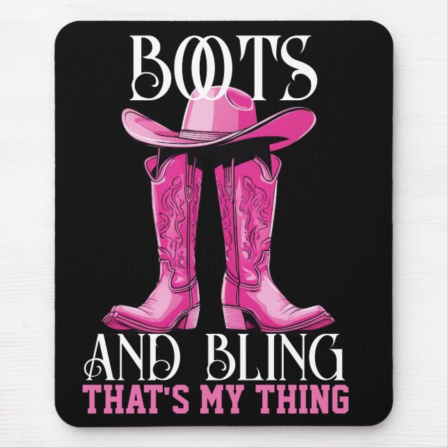 Rosa Boots och Bling Det är min Sak Musmatta (Framsidan)