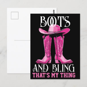 Rosa Boots och Bling Det är min Sak Vykort