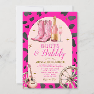 Rosa Boots och Bubly Western Möhippa Inbjudningar