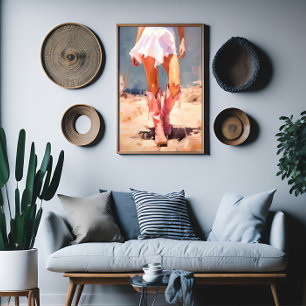 Rosa Boots Trendig Wall Art Canvastryck
