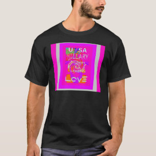 Rosa Borated Hillary Inspiration Art Skriv ut Tee Shirt