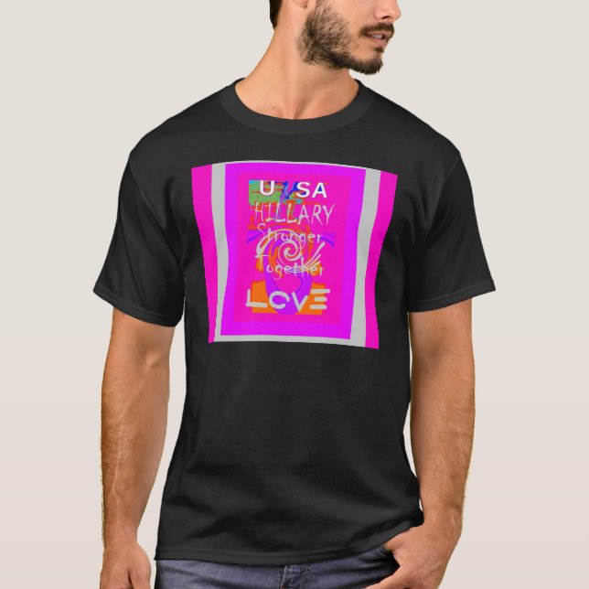 Rosa Borated Hillary Inspiration Art Skriv ut Tee Shirt (Framsida)
