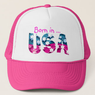 Rosa bördigt USA flaggalocket Keps