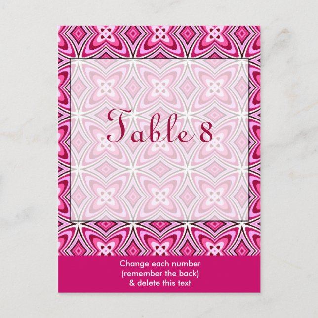 Rosa Bordsnummer vykort (Framsida)