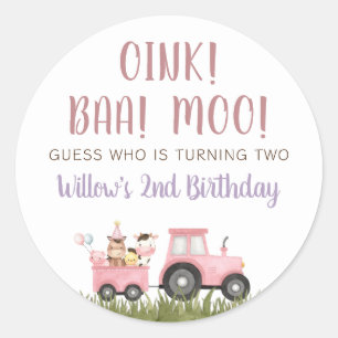 Rosa Boskap Birthday Classic Round Sticker Runt Klistermärke