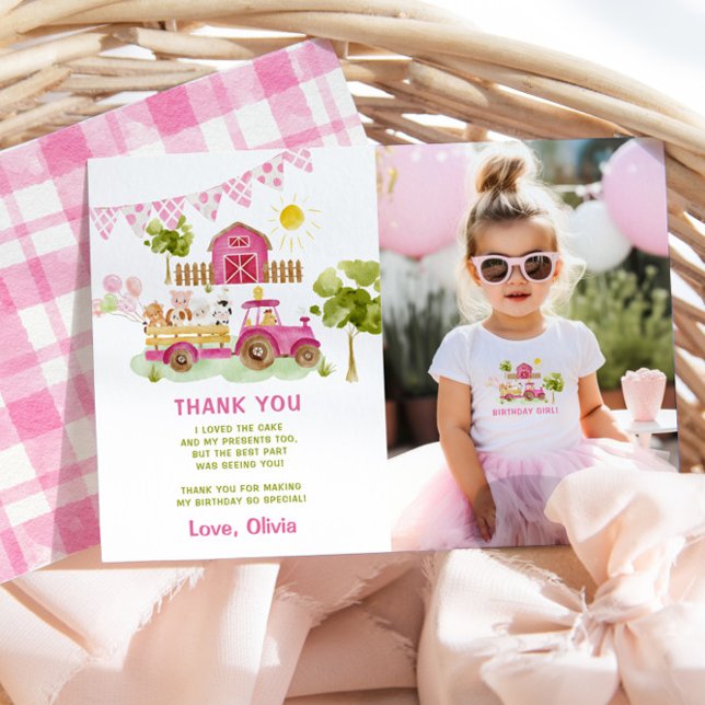 Rosa boskap födelsedagsfoto tack vare ditt kort (Skapare uppladdad)