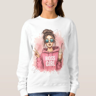 Rosa Boss Girl Bubble Tea Illustration T Shirt