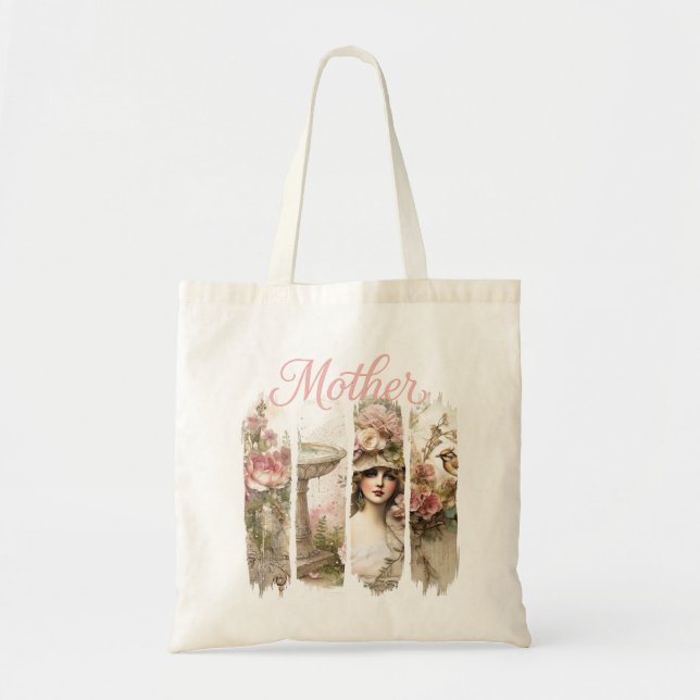 Rosa Botanica Mor Tote Bag Tygkasse (Framsidan)