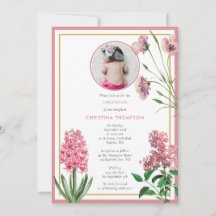 Rosa Botanical Guld Baptism Christening Girl Photo