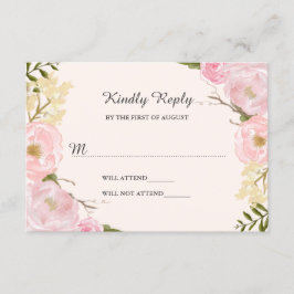Rosa botanisk blommande bröllops-RSVP OSA Kort