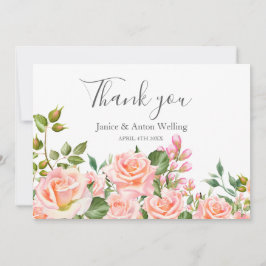 Rosa botanisk bröllop tackkort tack kort