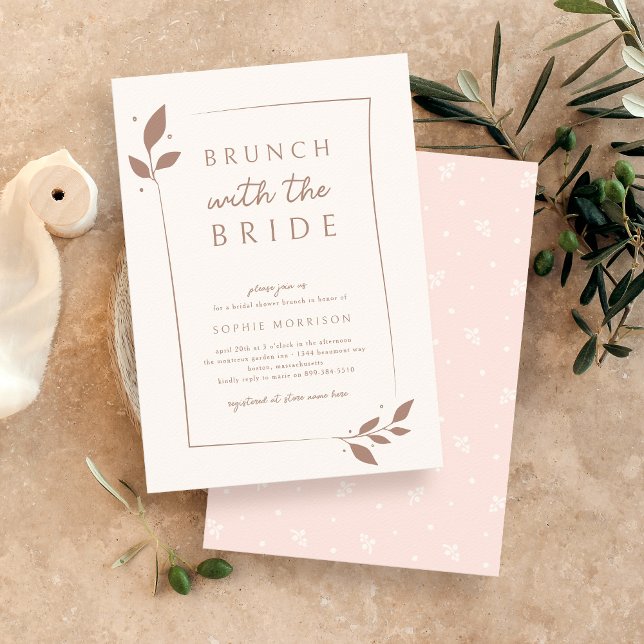 Rosa Botanisk Brunch med Bride-Möhippan Inbjudningar (Skapare uppladdad)