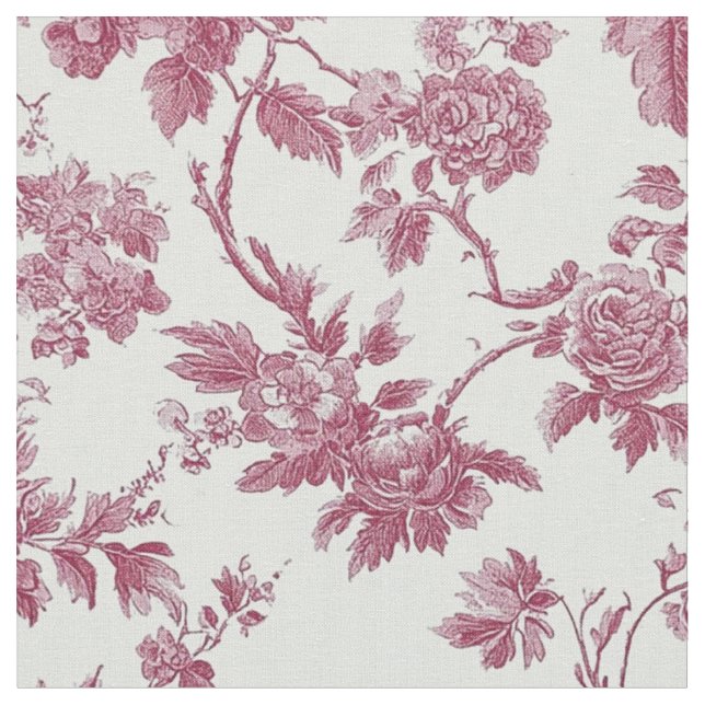 Rosa Botanisk Gren Toile Tyg (Närbild)