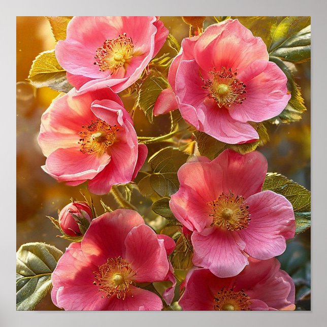 Rosa botanisk heminredning för sovrum, vardagsrum poster (Framsidan)