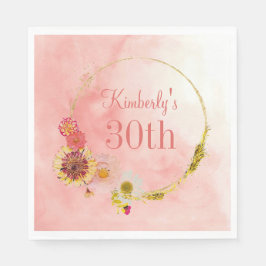 Rosa Botanisk Personlig födelsedag Pappersservett