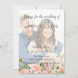 Rosa, botaniskt foto QR-kod Bröllop Inbjudningar