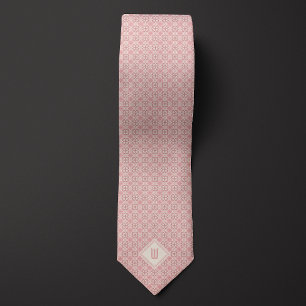 Rosa Botaniskt inspirerat monogram Slips