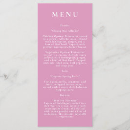 Rosa Botaniskt Modern Bröllop Menu Meny