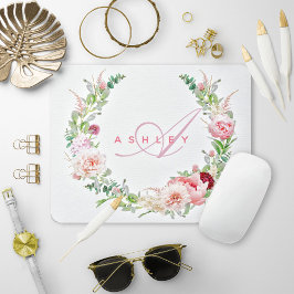 Rosa Botaniskt Monogram för utandningen av Ro och  Musmatta
