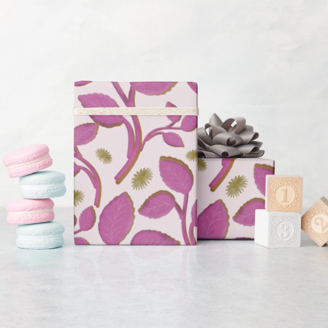 Rosa botaniskt vinmönster | Elegant blomblad  Presentpapper (Baby Shower)