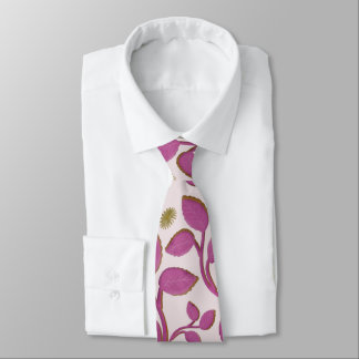 Rosa botaniskt vinmönster | Elegant blomblad Slips