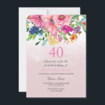 Rosa  botanskt vattenfärg 40:e födelsedagen inbjudningar<br><div class="desc">Rosa  Botantical Watercolor 40:e födelsedagsinbjudan Se matchande samling i Niche and Nest Store</div>