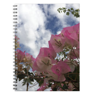 Rosa bougainvillea anteckningsbok med spiral