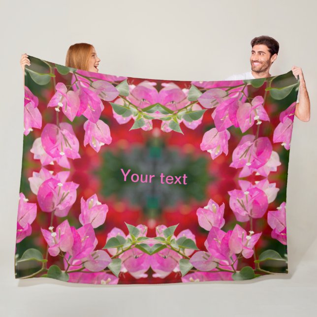Rosa Bougainvillea blomma Fleecefilt (På plats)