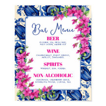 Rosa Bougainvillea Blue Tile Pub Sign