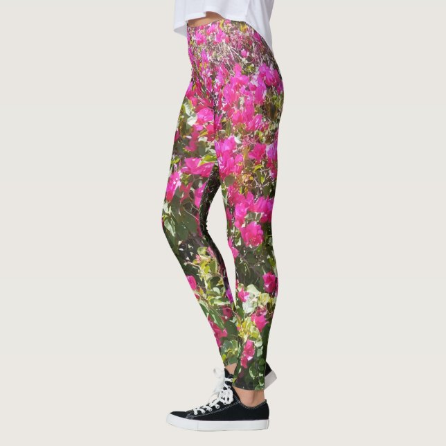 Rosa Bougainvillea Bush Leggings (Vänster)