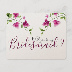 Rosa Bougainvillea Flower Bridesmaid-inbjudan Inbjudningar