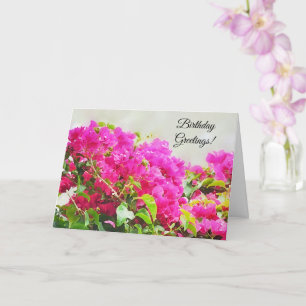 Rosa Bougainvillea Flowers Art Birthday Card Kort