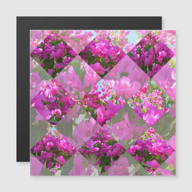 Rosa Bougainvillea Flowers Diamond cut Design. (Fram/baksida)
