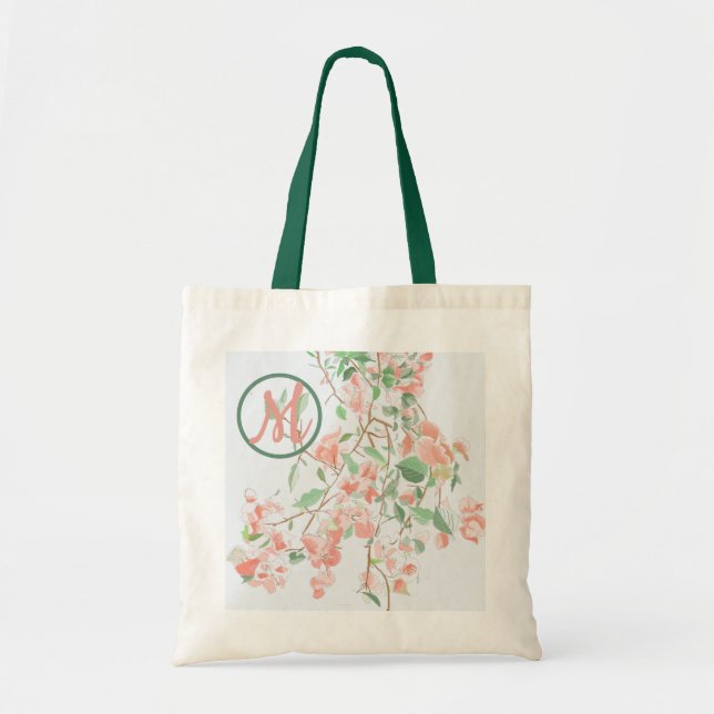 Rosa Bougainvillea Monogram Watercolor Tygkasse (Framsidan)