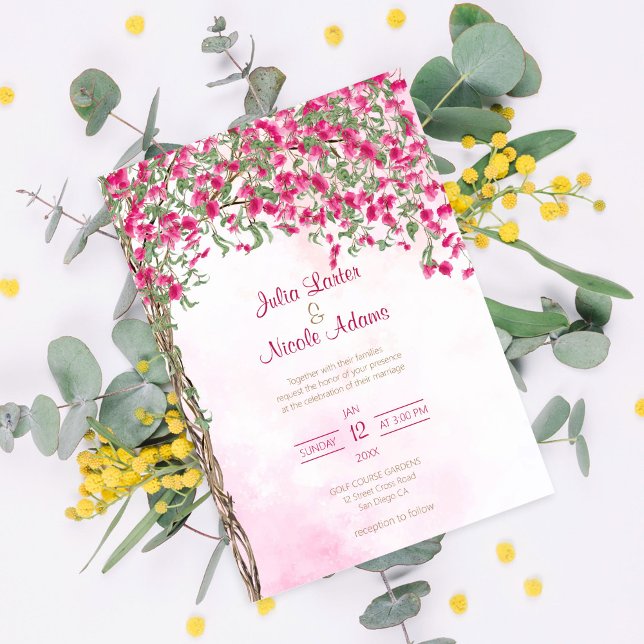 Rosa Bougainvillea Tropical Forest Möhippa Inbjudningar (Skapare uppladdad)