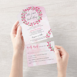 Rosa Bougainvillea Tropical Forest Wand Bröllop