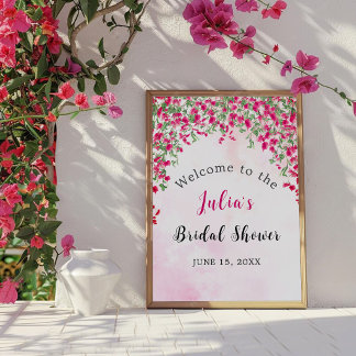 Rosa Bougainvillea Tropisk Skog Bröllopsdusch Poster