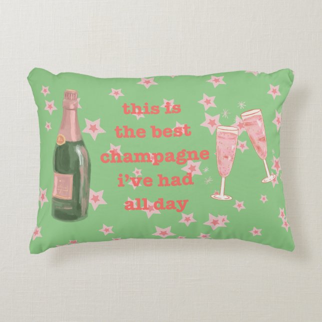 Rosa Bougie Champagne Flaska Quote Prydnadskudde (Framsidan)