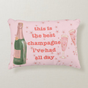 Rosa Bougie Champagne Flaska Quote Prydnadskudde