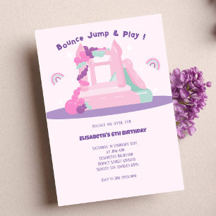 Rosa Bounhuset Castle Birthday Inbjudningar