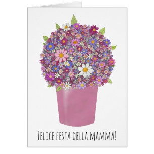 rosa Bouquet på den italienska Lycklig-Mor-dagen Hälsningskort