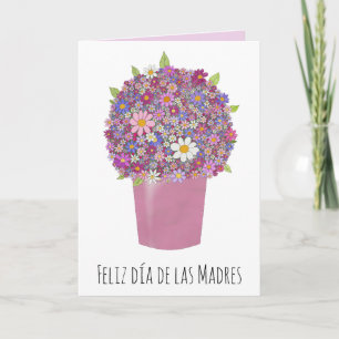 Rosa Bouquet vid spanska Lycklig Mor-dagen Kort