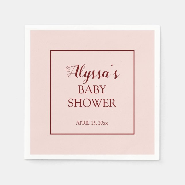Rosa Bourgogne Traditions Baby Shower Pappersservett (Framsidan)