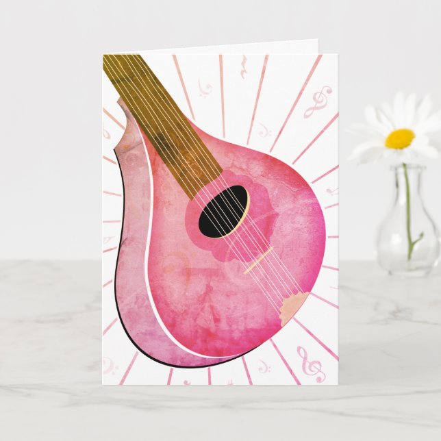 Rosa Bouzouki Musical Instrument Art Kort (Liten växt)