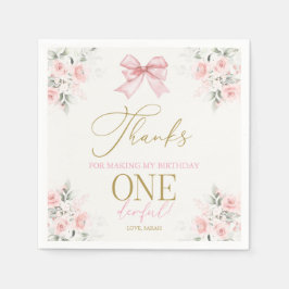 Rosa Bow 1:a födelsedag Pappersservett