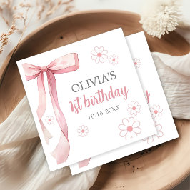 Rosa Bow 1:a födelsedag Pappersservett