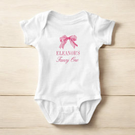 Rosa Bow 1st Girl-Födelsedagsfest T Shirt